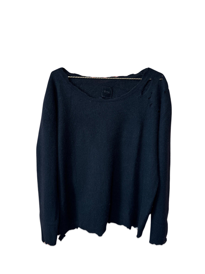 RTA Cashmere Sweater with holes Black
