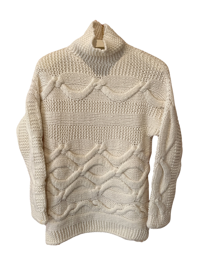 Malo Cashmere Sweater straight Cut with Turtleneck White