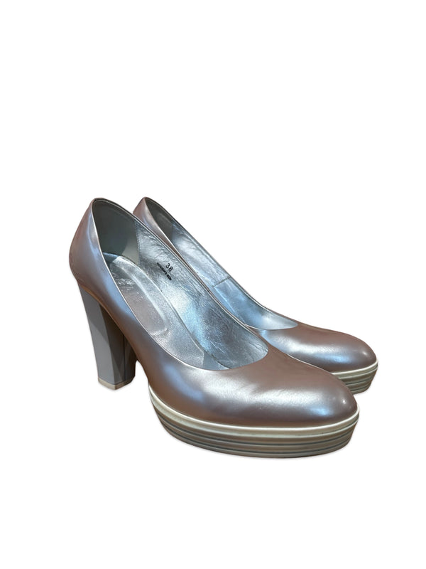 Hogan Heels Shiny Pearl with white Soles