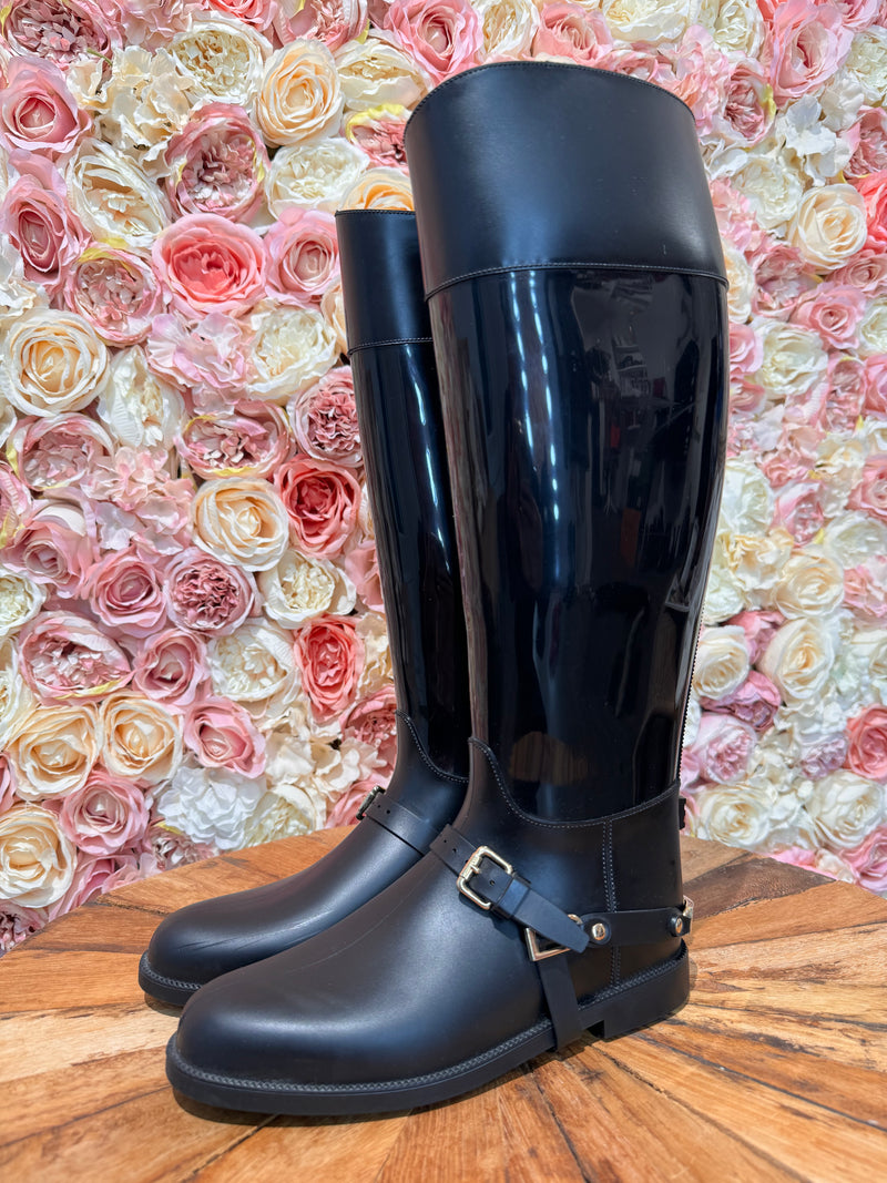 Jimmy Choo Gumboots Black with Gold Details