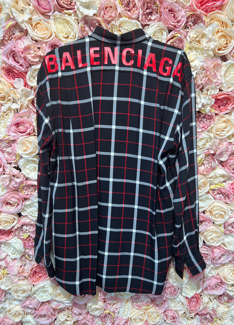 Balenciaga Check Shirt "Balenciaga" written on the back