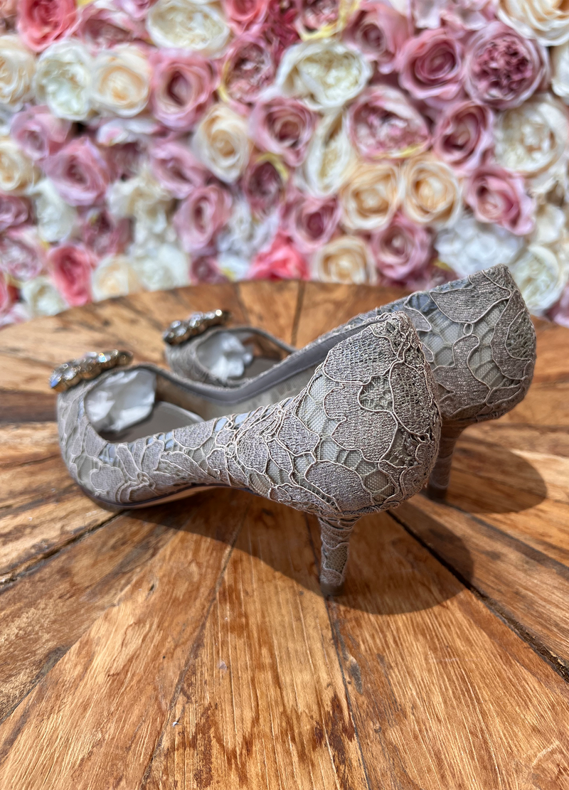 Dolce & Gabbana Lace rainbow pumps with brooch detailing 6cm