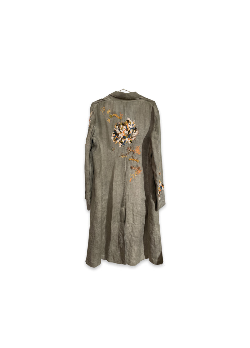 Avant Toi Linen Coat with Embroideries