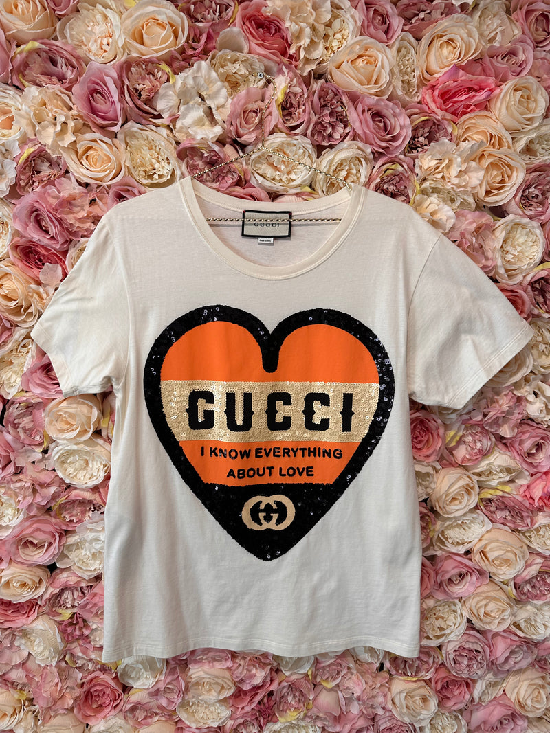 Gucci T-Shirt Eggshell "I know everything about love"