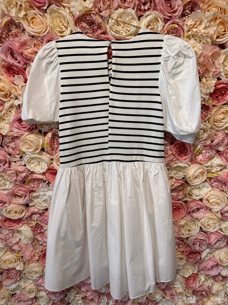 English Factory Dress White with Stripes