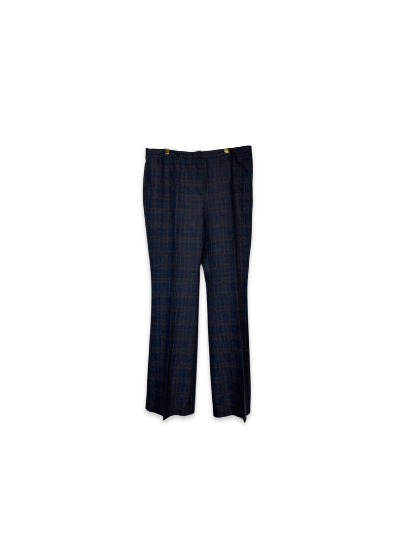 Akris Classic Pants with Check Pattern Blue