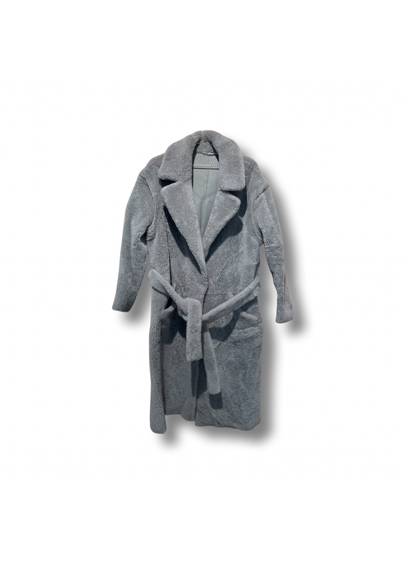 Règne Fils Teddy Coat Lambswool Grey Detachable Sleeves