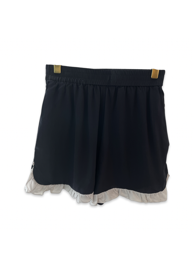 Rossella Jardini Silk Shorts with white Ruffles