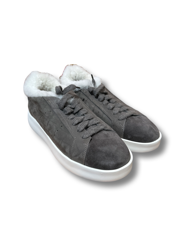 Santoni Sneakers Suede with Lambswool Grey